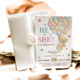 Invitación El Boho acuarela género revelan rosa azul