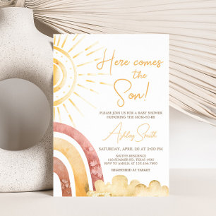 Invitación El Boho aquí viene el Baby Shower del hijo