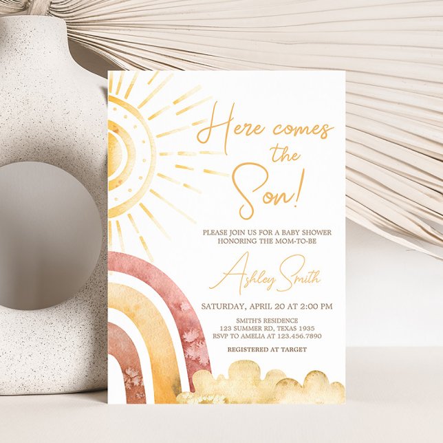 Invitación El Boho aquí viene el Baby Shower del hijo (Sonshine Baby Shower Invitation)