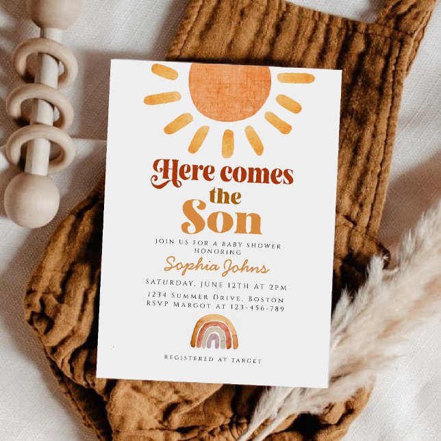 Invitación El Boho aquí viene el niño arcoiris Baby Shower (Subido por el creador)