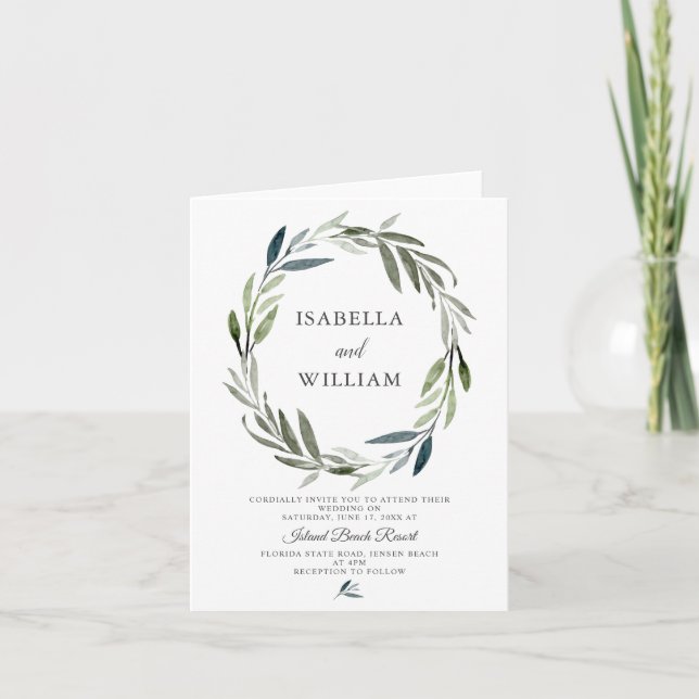 Invitación El Boho Boda de la vegetación moderna (Anverso)