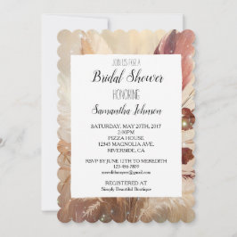 Invitación El Boho de Cream Rojo Fethers Floral Bridal Shower