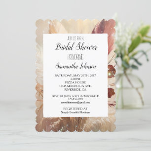Invitación El Boho de Cream Rojo Fethers Floral Bridal Shower