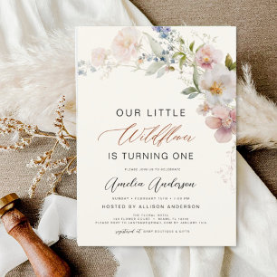 Invitación El Boho de Flores Silvestres Primer Jardín de Cump