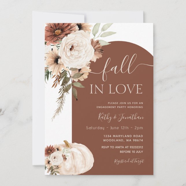 Invitación El Boho de la Calabaza Floral del Arco de Terracot (Anverso)