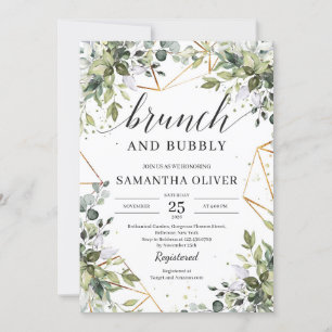 Invitación El boho eucalipto verde deja brunch y burbuja
