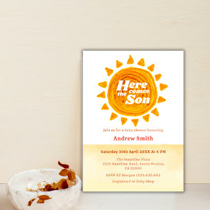Invitación El Boho minimalista viene aquí el Baby Shower del