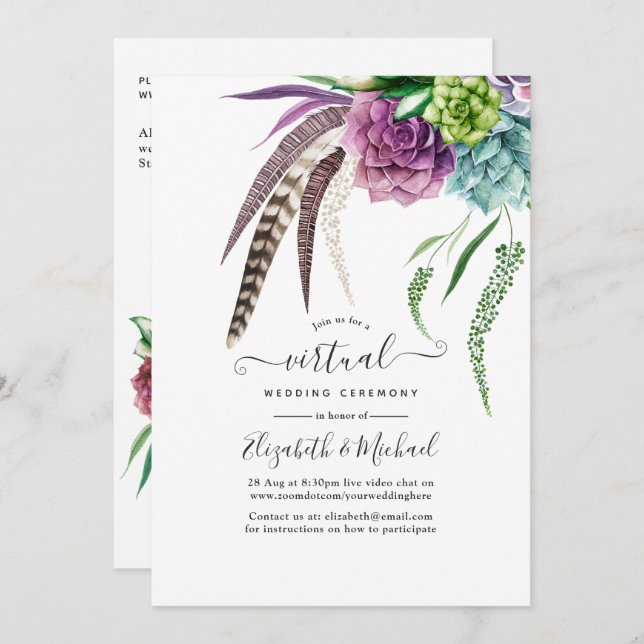 Invitación El Boho místico exitoso Boda virtual en línea (Anverso / Reverso)