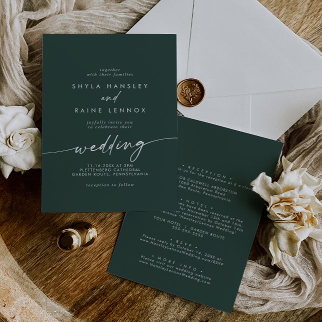 Invitación El Boho Moda el Frente Verde Esmeralda y el Boda t (Subido por el creador)