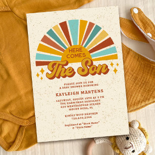 Invitación El Boho retro viene el Baby Shower del hijo