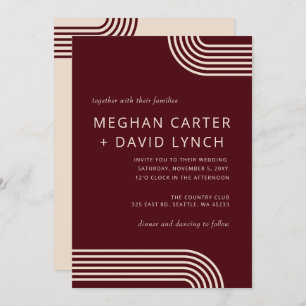 Invitación El Boho ruso borgoñés arqueado Boda moderno