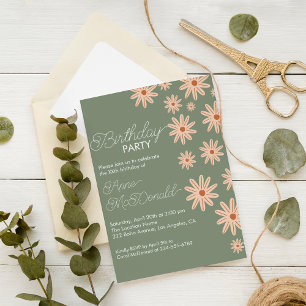 Invitación El Boho Simple Flores Todas Las Edades Cumpleaños