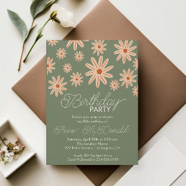 Invitación El Boho Simple Flores Todas Las Edades Cumpleaños