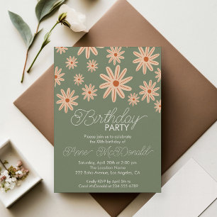 Invitación El Boho Simple Flores Todas Las Edades Cumpleaños