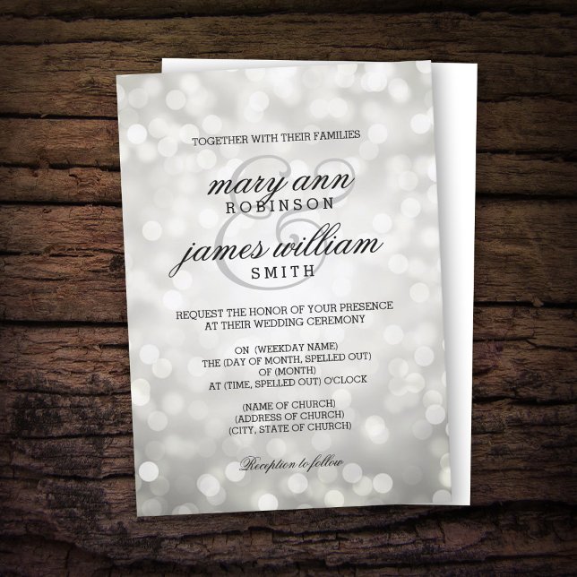 Invitación El Bokeh de Plata ilumina la elegante boda (Subido por el creador)