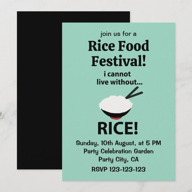 Invitación El bol de arroz que no puedo vivir sin arroz (Anverso / Reverso)