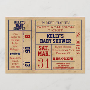 Invitación El boleto Baby Shower de los deportes del vintage