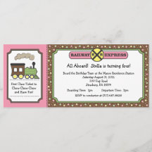 El boleto de tren invita - rosa y Brown