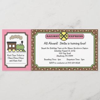 Invitación El boleto de tren invita - rosa y Brown