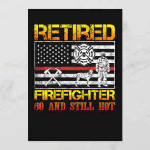 Invitación El bombero jubilado 60 cumpleaños delgada línea ro