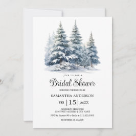 Invitación El bosque de pinos de invierno Nieve en amor Ducha