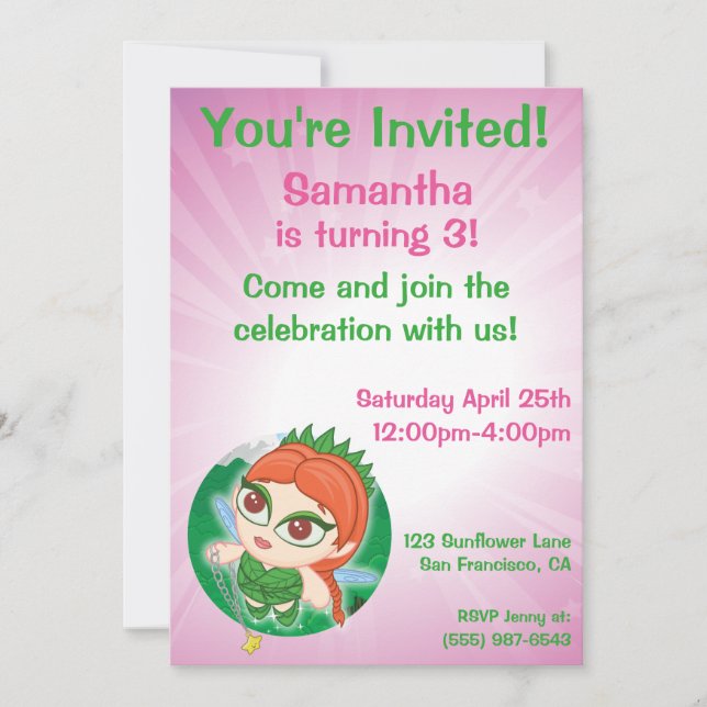 Invitación El bosque mágico de Alyssa (Anverso)