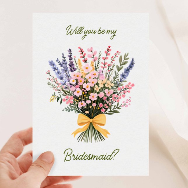 Invitación El Bouquet De Flor Silvestre Amarilla Bow Moderno  (Subido por el creador)