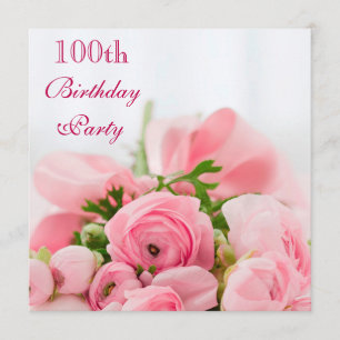Invitación El Bouquet de rosas rosadas cumple 100 años