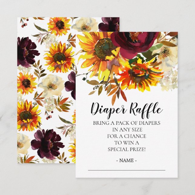 Invitación El Bouquet del girasol Baby Shower Diaper Raffle T (Anverso / Reverso)