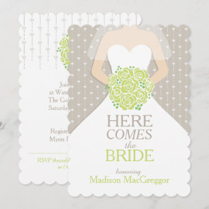 Invitación El bouquet verde de novias gráfico ducha de novia 