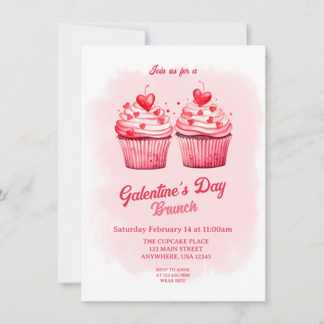 Invitación El brunch del corazón de la tarta de Galentine en  (Anverso)