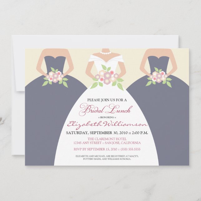 Invitación El brunch nupcial de la novia y de las damas de (Anverso)