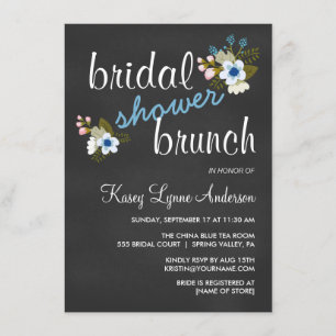 Invitación El brunch nupcial floral de la ducha de la pizarra