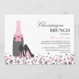 Invitación El brunch nupcial rosado de Champán de la ducha