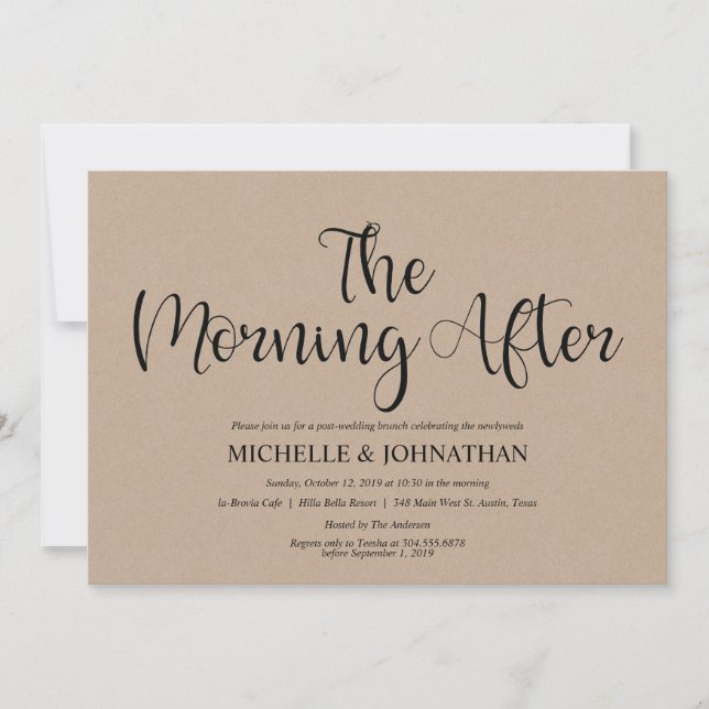 Invitación El brunch rústico perfecto de la boda del poste de (Anverso)