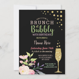 Invitación El brunch y el oro burbujeante del cumpleaños
