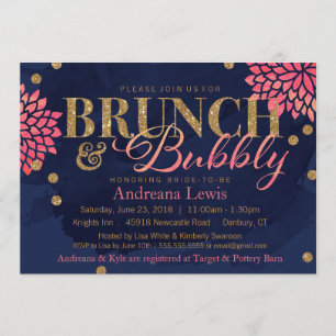 Invitación El brunch y la ducha burbujeante de la acuarela