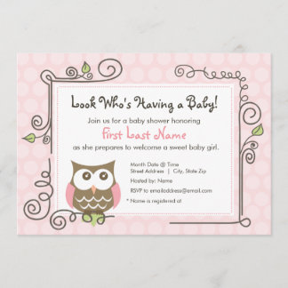 Invitación El búho de Baby Shower invita