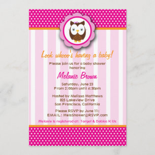 Invitación El búho lindo Baby Shower invita [el rosa]