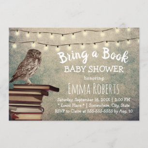 Invitación El búho y los libros Baby Shower del vintage traen
