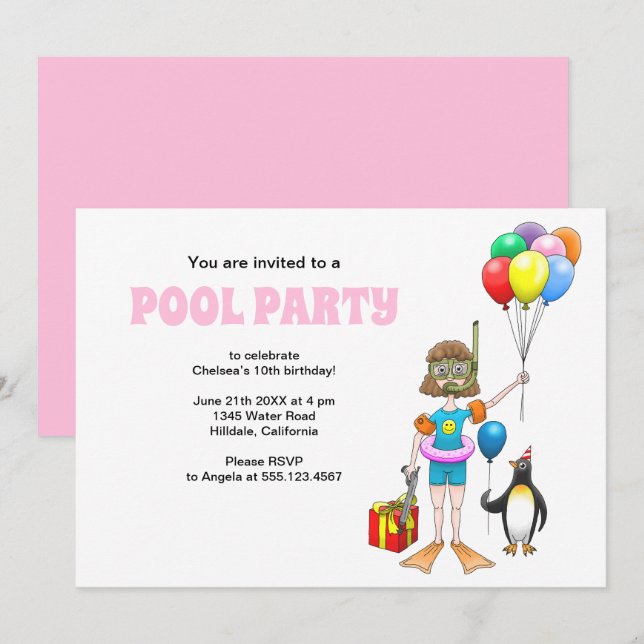 Invitación El buzo y el pingüino (Anverso / Reverso)