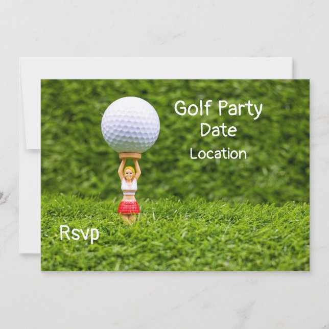 Invitación El caddy de golf lleva una pelota de golf para los (Anverso)