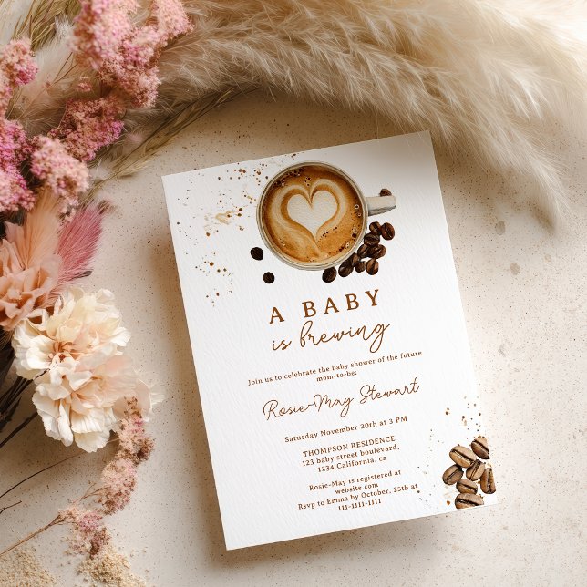 Invitación El café de otoño moderno está preparando Baby Show (Modern Fall Coffee Baby is Brewing Baby Shower Invitation)