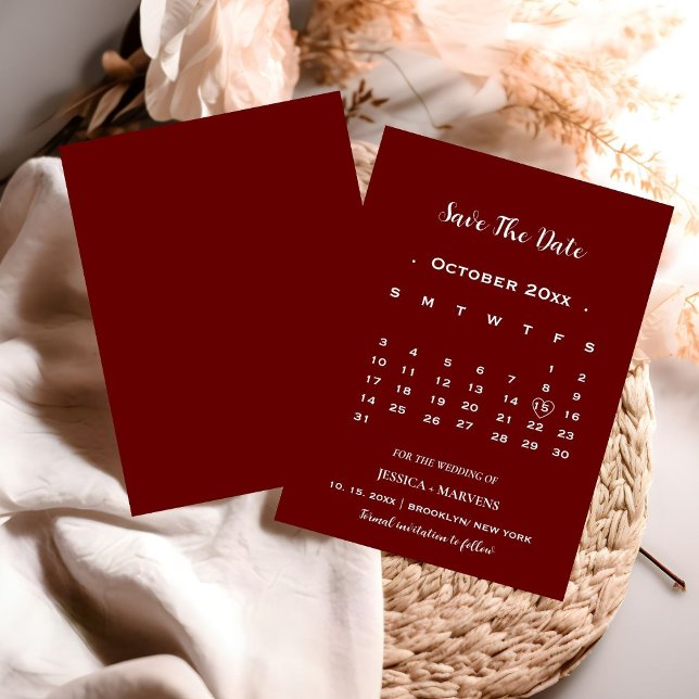 Invitación El calendario burgundy moderno no es foto, salva l (Subido por el creador)
