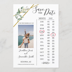 Invitación El calendario de fotos permite guardar el boda Dat