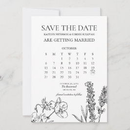 Invitación El calendario elegante de flores silvestres salva 