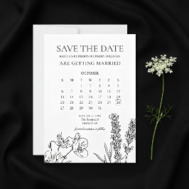 Invitación El calendario elegante de flores silvestres salva