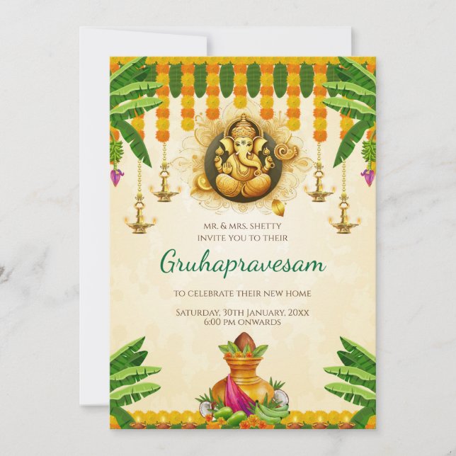 Invitación El calentamiento de la casa de Telugu invita a Tam (Anverso)
