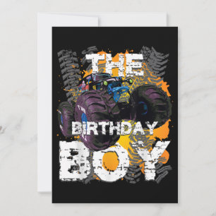 Invitación El Camión Monstruo del Niño en su Cumpleaños Famil