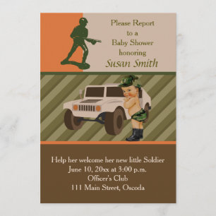Invitación El camuflaje Baby Shower del verde caqui invita